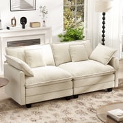 BedLuxury 76.7'' Loveseat Sofa, Modern Chenille Sectional Sofa Cloud Couch for Living Room, Apartment, Office, 2-Seat, Beige