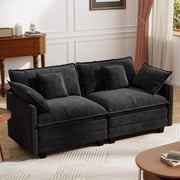 BedLuxury 76.7  Loveseat Sofa, Modern Chenille Sectional Sofa Cloud Couch for Living Room, Apartment, Office, 2-Seat, Black