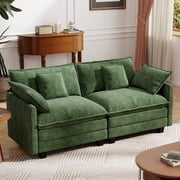 BedLuxury 76.7  Loveseat Sofa, Modern Chenille Sectional Sofa Cloud Couch for Living Room, Apartment, Office, 2-Seat, Green