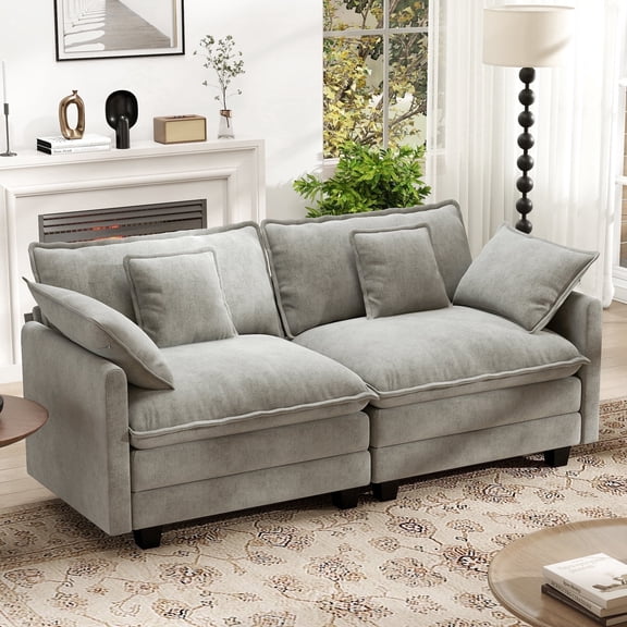 76.7'' Loveseat Sofa, Modern Chenille Sectional Sofa Cloud Couch for Living Room, Apartment, Office, 2-Seat, Grey
