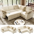 thumbnail image 1 of BedLuxury 83" Sectional Sleeper Sofa With Pull Out Bed, Storage Seat & USB Charging, L Shape Modern Couch for Living Room, Chenille Beige, 1 of 10