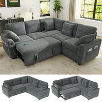 BedLuxury 83" Sectional Sleeper Sofa with Pull Out Bed, L Shaped Couch with Storage Seat for Living Room, Gray
