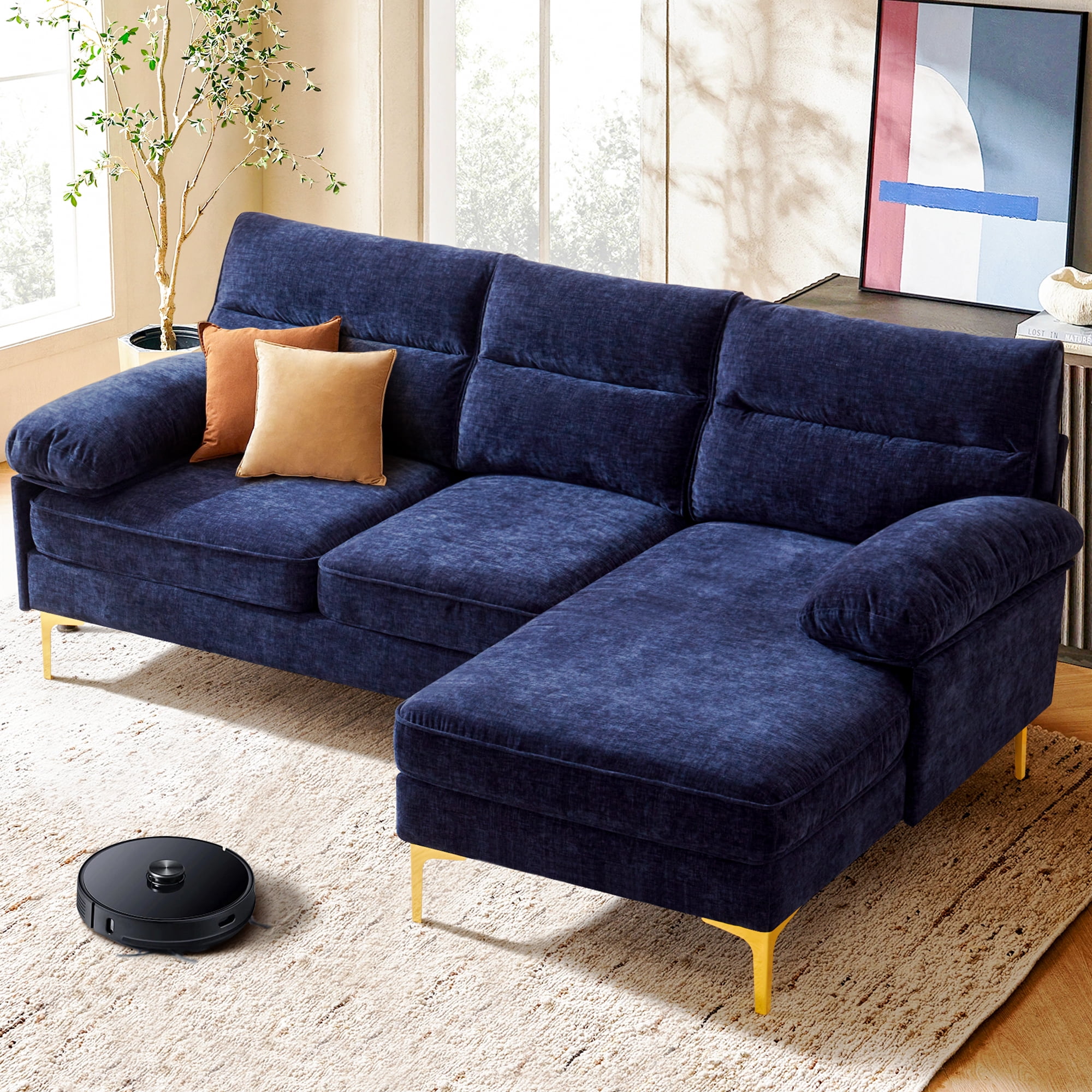 BedLuxury 85'' Sectional Sofa for Living Room,L Shape Couch 3 Seater