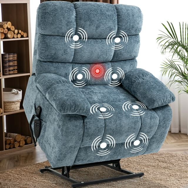 BedLuxury Lay Flat Recliner Power Lift Chair for Elderly with Massage