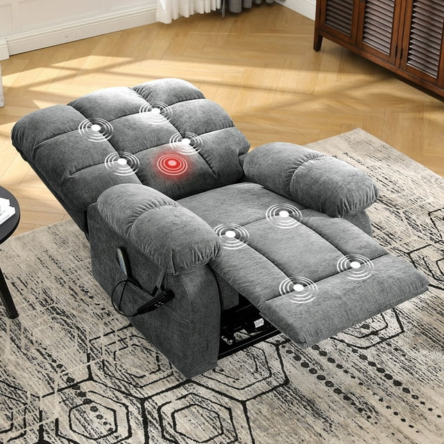 BedLuxury Lay Flat Recliner Power Lift Chair for Elderly with Massage