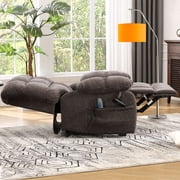 BedLuxury Lay Flat Recliner Power Lift Chair for Elderly with Massage and Heat,Dual Motor Big and Tall Recliner for Living Room with Side Pockets,Infinite PositionBrown