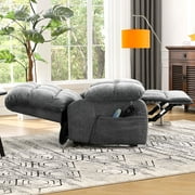 BedLuxury Lay Flat Recliner Power Lift Chair for Elderly with Massage and Heat,Dual Motor Big and Tall Recliner for Living Room with Side Pockets,Infinite Position(Grey)