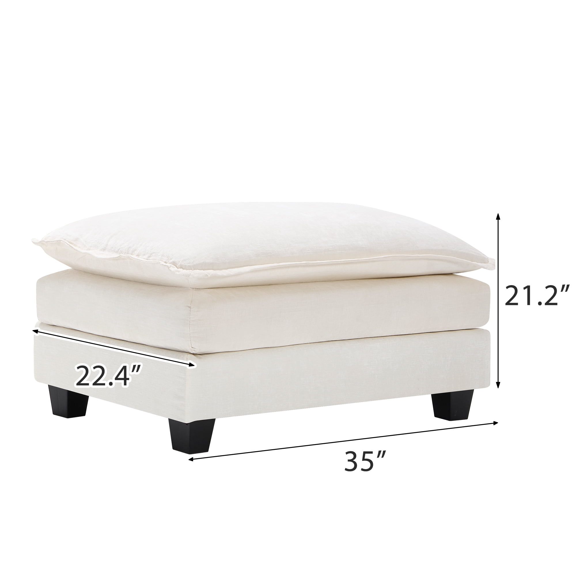BedLuxury Modern Upholstered Sofa Ottoman, Versatile Footrest Stool, Comfy Fabric Footstool, Perfect for Living Room, Bedroom (Beige)