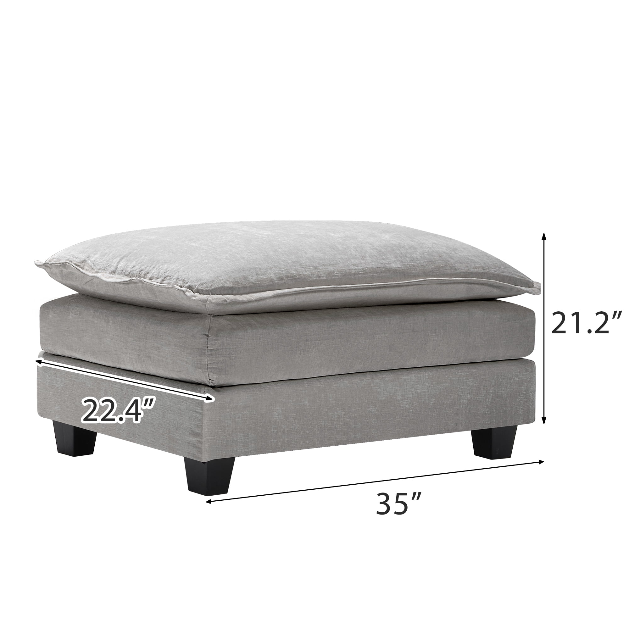 BedLuxury Modern Upholstered Sofa Ottoman, Versatile Footrest Stool, Comfy Fabric Footstool, Perfect for Living Room, Bedroom (Gray)
