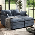 thumbnail image 1 of BedLuxury Modular Sectional Sofa, Loveseat Sofa with Movable Ottomans, Sleeper Comfy Deep Seat Cloud Couch for Living Room, Blue, 1 of 8