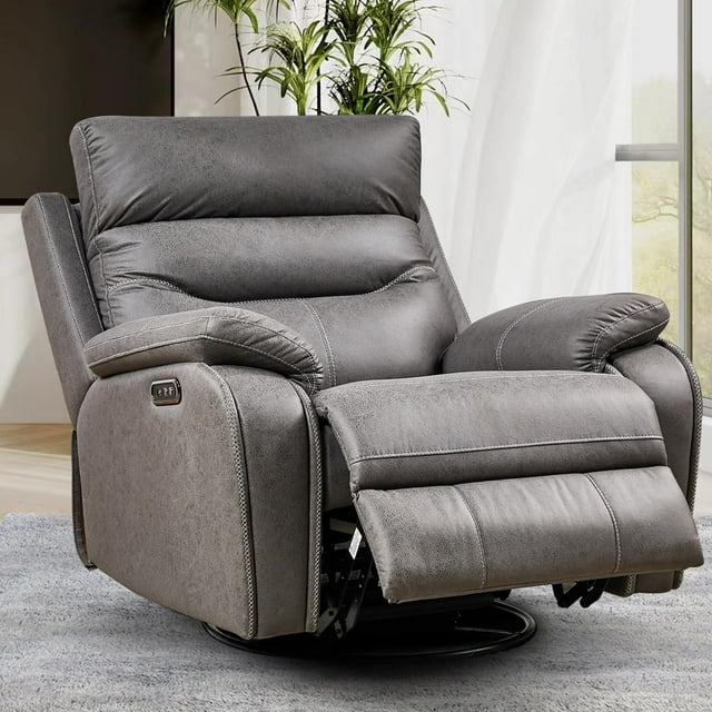 BedLuxury Oversized Dual Motor Power Recliner Chairs Swivel Rocker