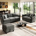 thumbnail image 1 of BedLuxury Sectional Sofa Sets with Movable Storage Ottoman, Cloud Couch Seats 6, Living Room Furniture Sets, Chenille Gray, 1 of 10
