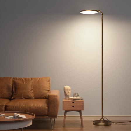 BedLuxury 36W Super Bright Standing Lamp, Stepless Dimmable Torchiere Tall Floor Lamp with Remote Control for Living Room, Bedroom, Office, Brown