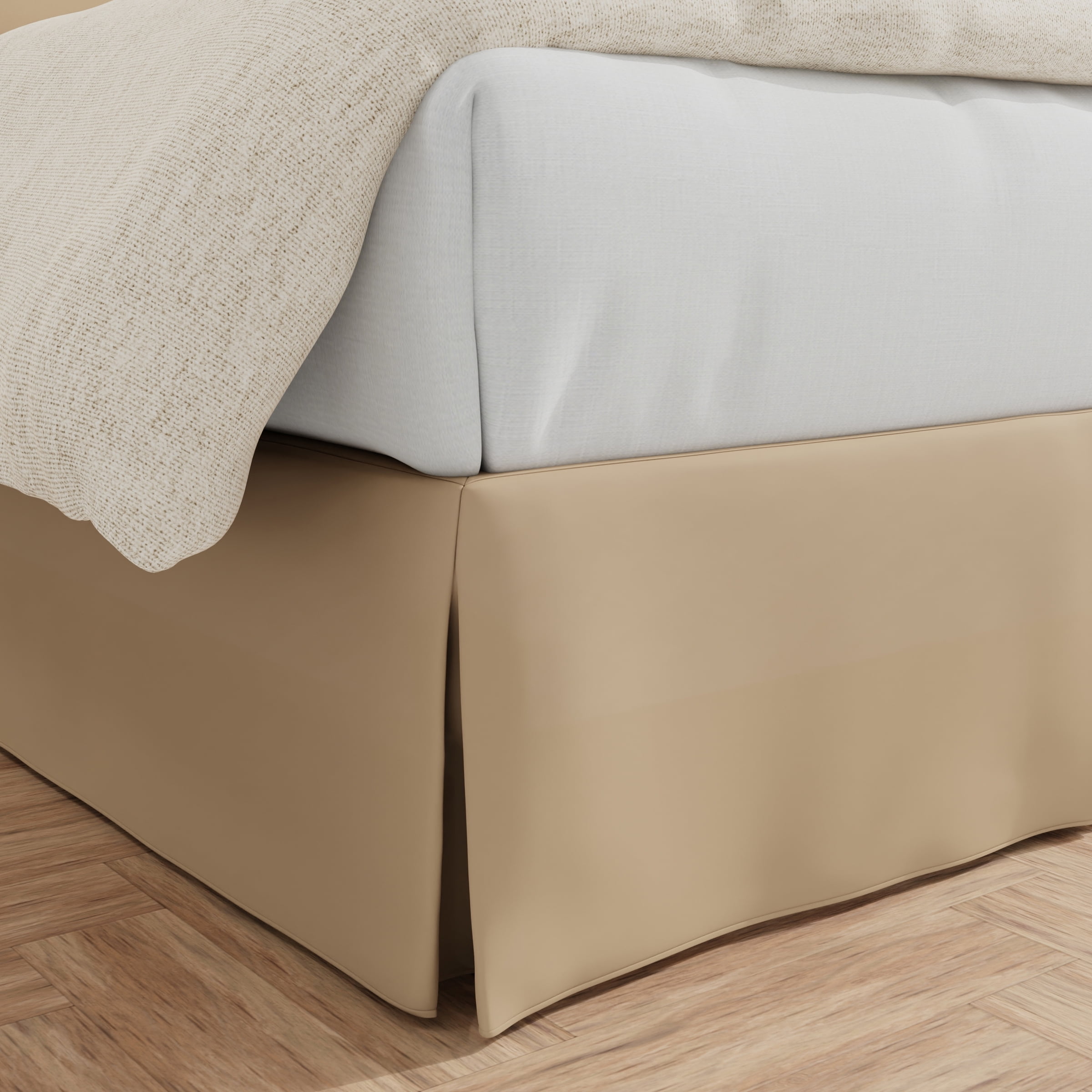 Mocha California King Cotton Polyester Bed Skirt with 14 Inch Drop