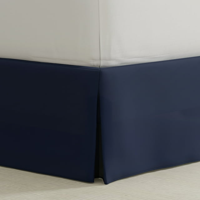 BedMaker's Wrap-Around Hassle Free, Never Lift Your Mattress Tailored Bed Skirt, 14" Drop Length, Navy, California King