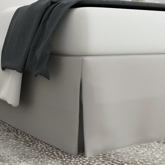 BedMaker's Wrap-Around Hassle Free, Never Lift Your Mattress Tailored Bed Skirt, 14" Drop Length, Silver, Twin