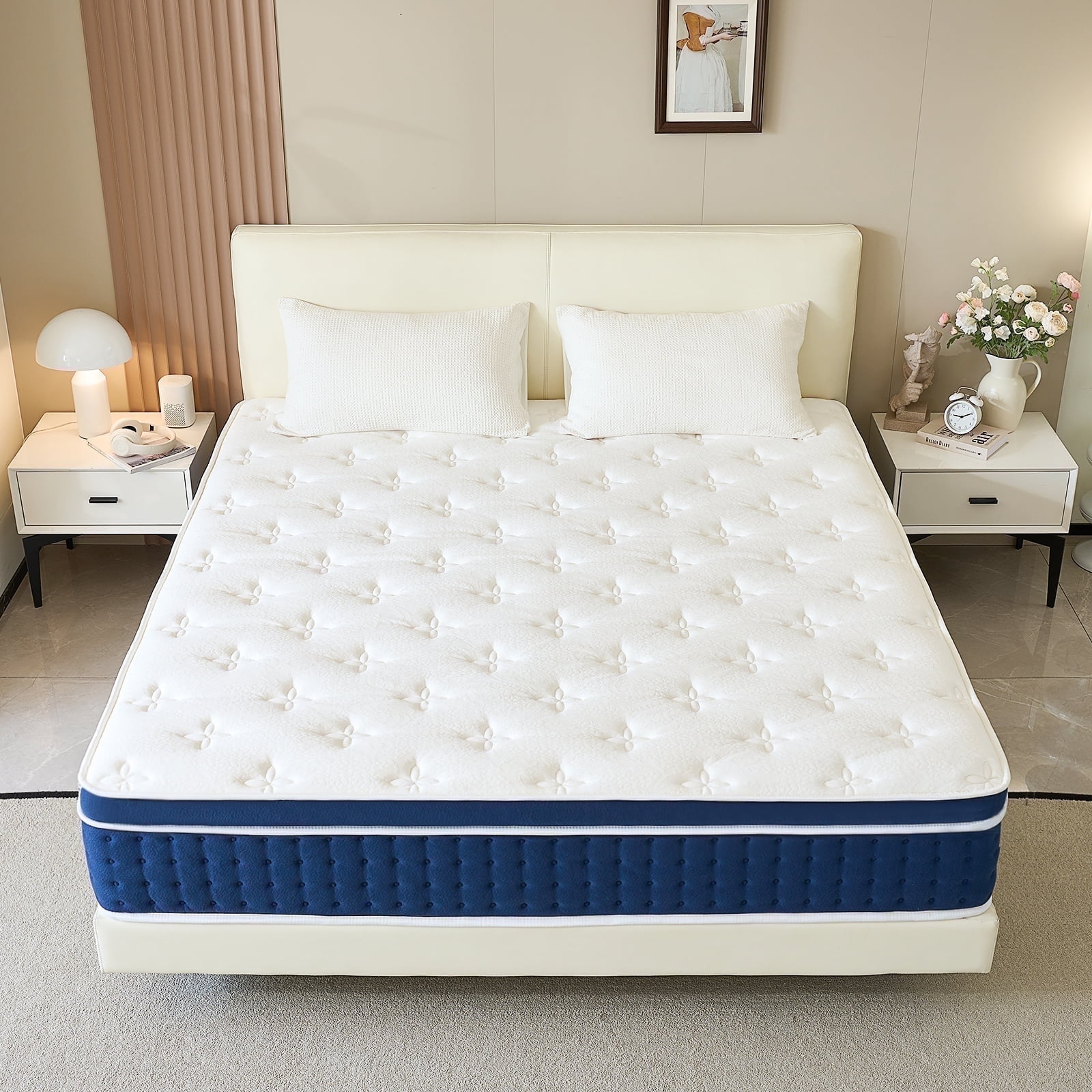 BedNew King Mattress 12 inch Medium Firm Hybrid Pillow Top Mattress in a Box, Pocket Spring