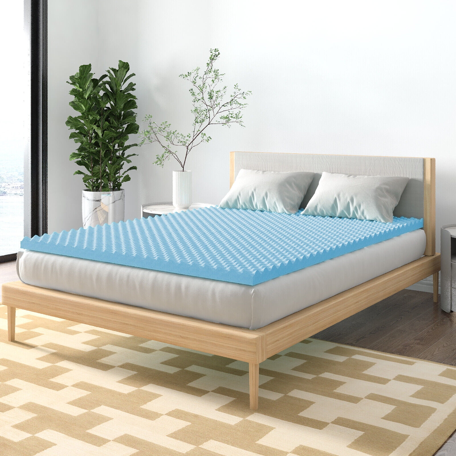 BedStory 3 Inch Gel Memory Foam EggCrate Mattress Topper Orthopedic CK Size Futon Pads