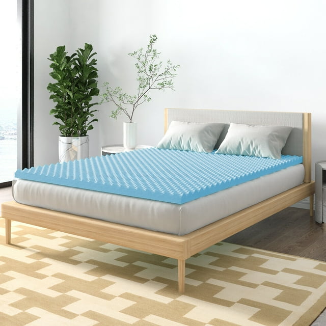 BedStory 3 Inch Gel Memory Foam EggCrate Mattress Topper Orthopedic