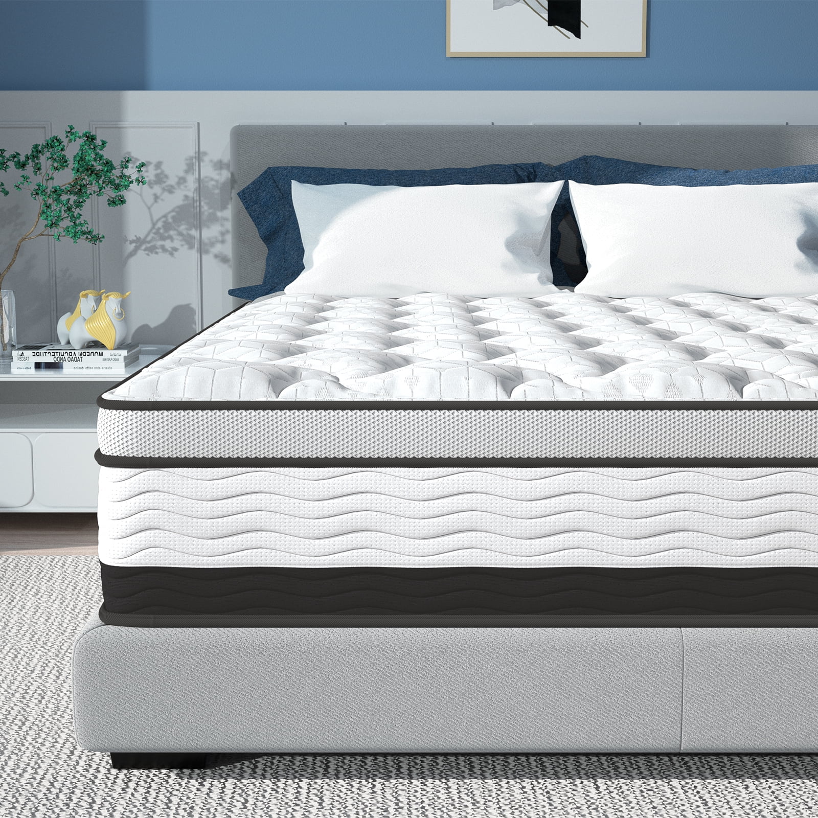 BedStory King Mattress 12 Inch Memory Foam Hybrid Mattress Medium Firm, Individually Wrapped