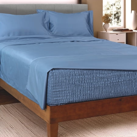 BedTite 300 Thread Count Cotton 4-Piece Queen Sheet Set - Lake Blue