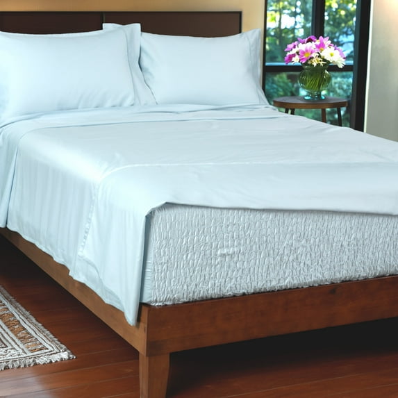 BedTite 800 Thread Count Cotton Rich 4-Piece California King Sheet Set - Light Blue