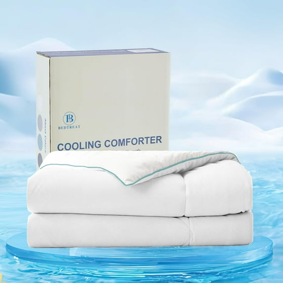 BedTreat Cooling Comforter Twin Size Cool Comforters for Hot Sleepers Cooling Blanket Breathable Comforter Summer Bedding White(64x88 inch)