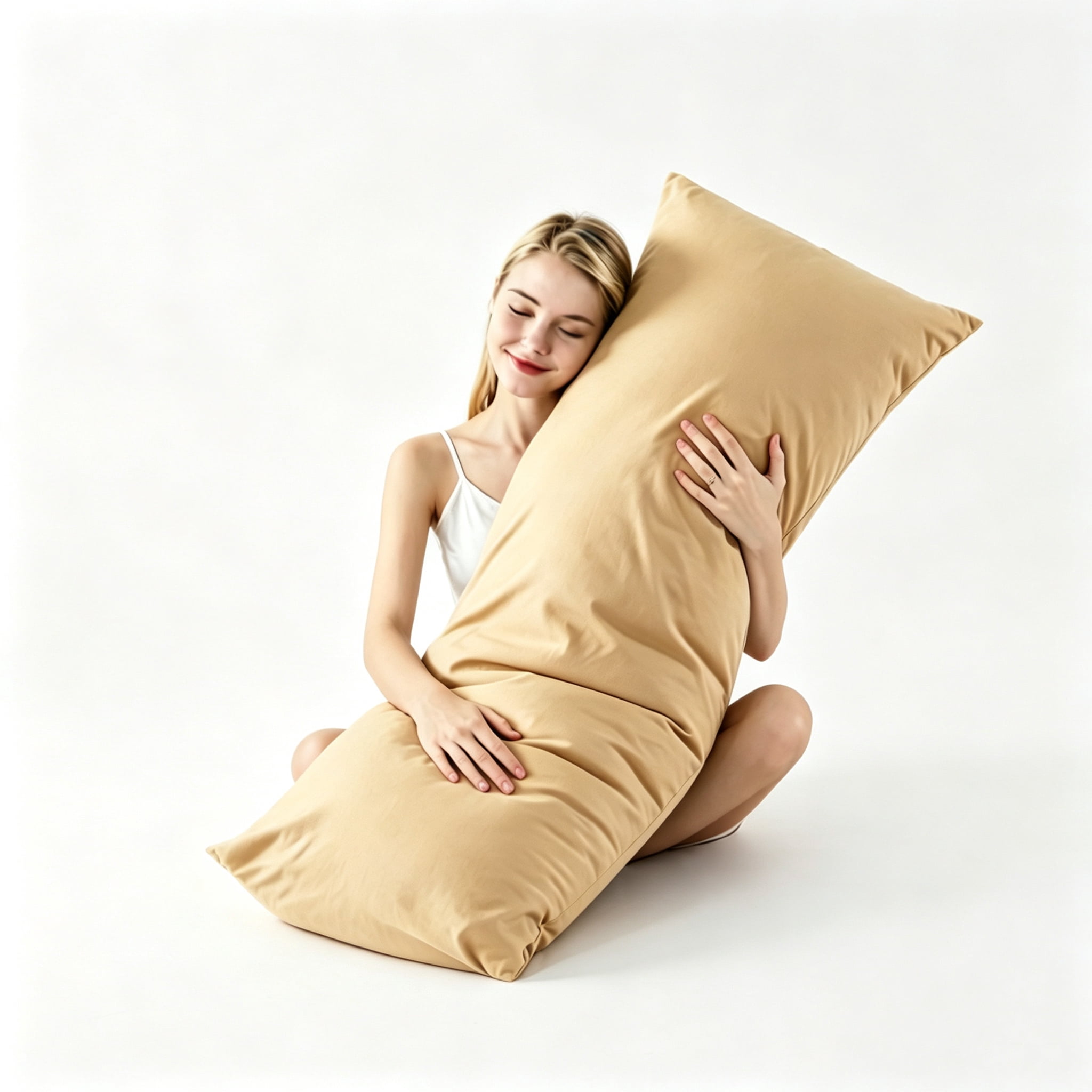 BedTreat Full Body Pillow Insert with Pillowcase for Adults,Long&Fluffy Pillow for Side Sleeper,Soft&Breathable (20X54,Beige)