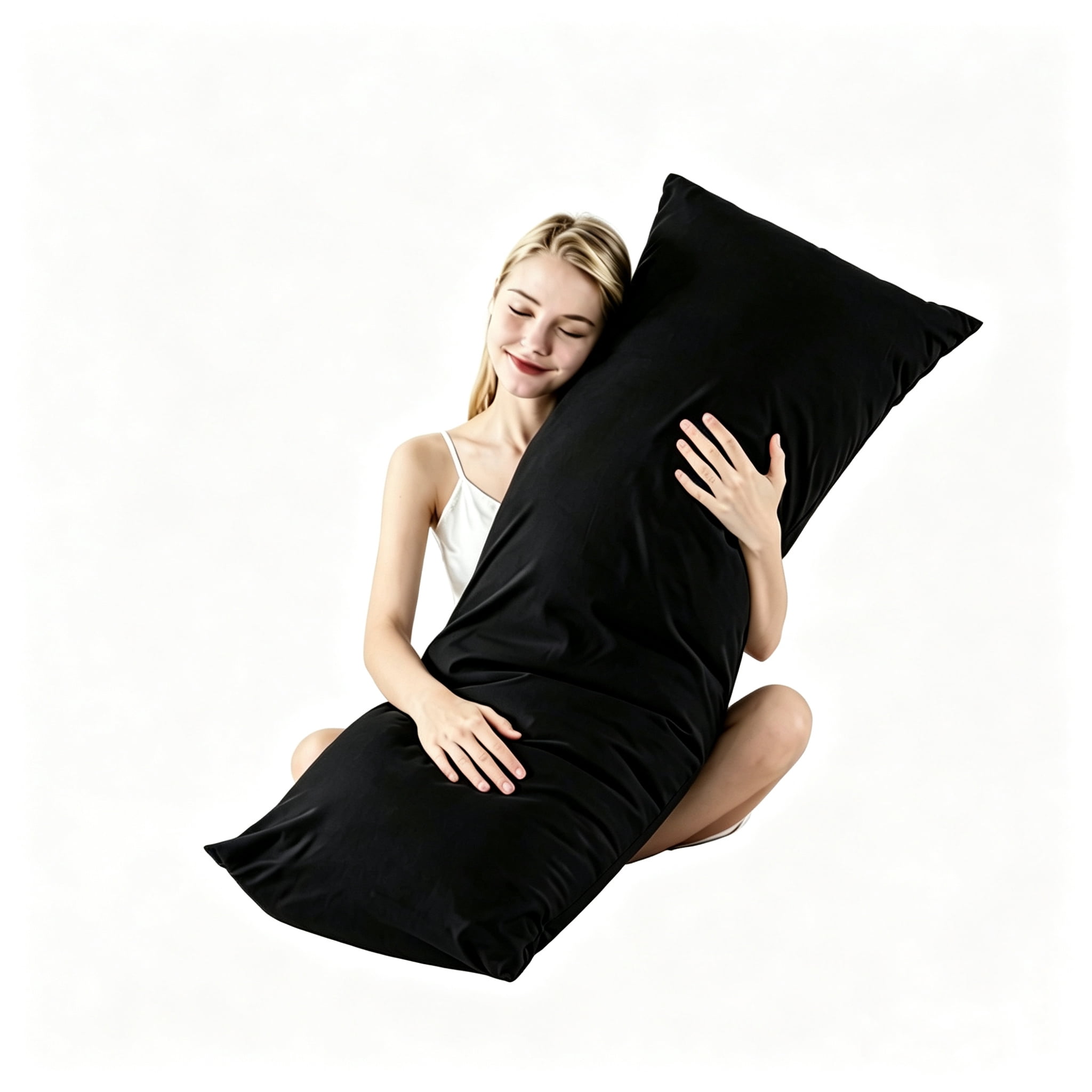 BedTreat Full Body Pillow Insert with Pillowcase for Adults,Long&Fluffy Pillow for Side Sleeper,Soft&Breathable (20X54,Black)