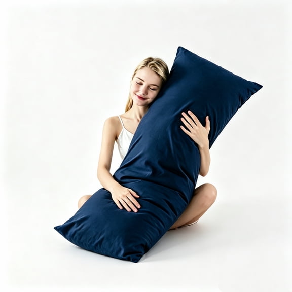 BedTreat Full Body Pillow Insert with Pillowcase for Adults,Long&Fluffy Pillow for Side Sleeper,Soft&Breathable (20X54,Blue)
