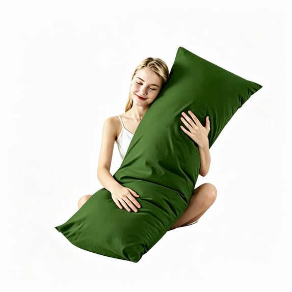 BedTreat Full Body Pillow Insert with Pillowcase for Adults,Long&Fluffy Pillow for Side Sleeper,Soft&Breathable (20X54,Green)