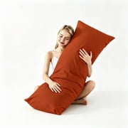 BedTreat Full Body Pillow Insert with Pillowcase for Adults,Long&Fluffy Pillow for Side Sleeper,Soft&Breathable (20X54,Terracotta)