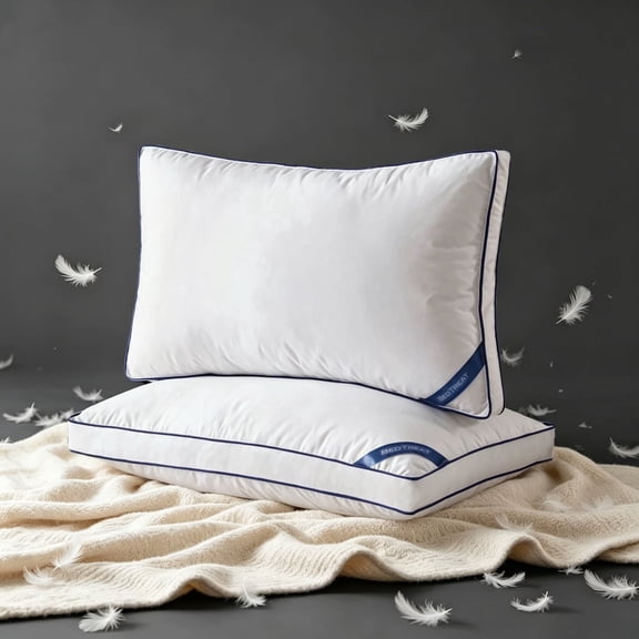 BedTreat Down Feather Pillows King Size Set of 2, Luxury Soft Hotel Quality pillows for Sleeping, 100% cotton Cover Bed Pillows