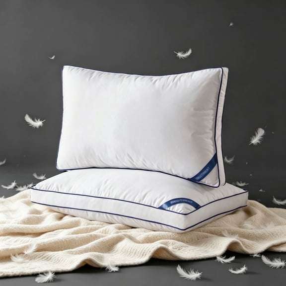 BedTreat Goose Down Feather Pillows Queen Size Set of 2, Luxury Soft Hotel Quality pillows for Sleeping, Organic Cotton Cover Bed Pillows