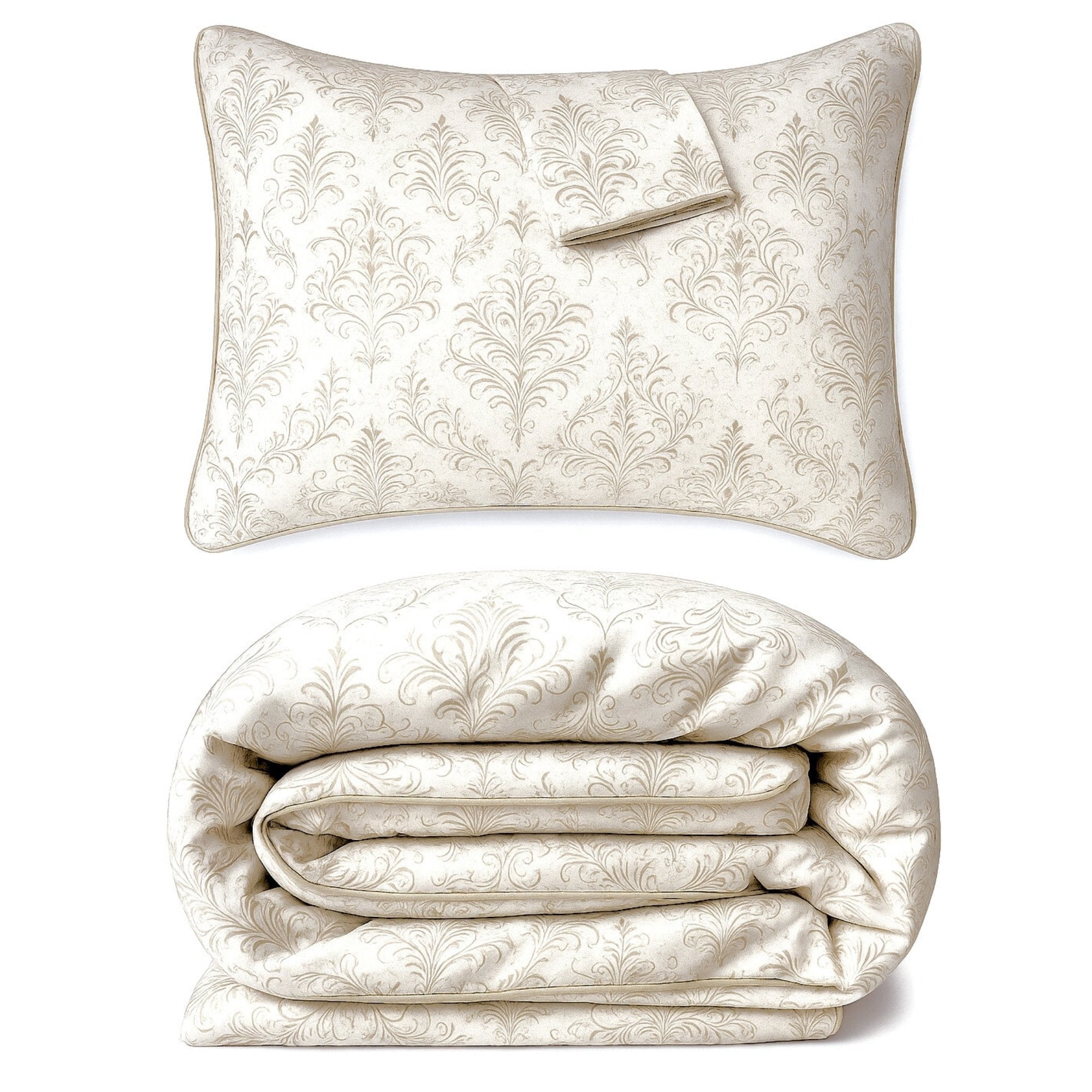 BedVoyage Queen Size Duvet Cover Set, Luxury 100% Viscose Derived from Bamboo, with 2 Standard Shams, Button Closure/Corner Ties, Silky-Soft, Lightweight & Cooling, 92x96, Full/Queen – Damask