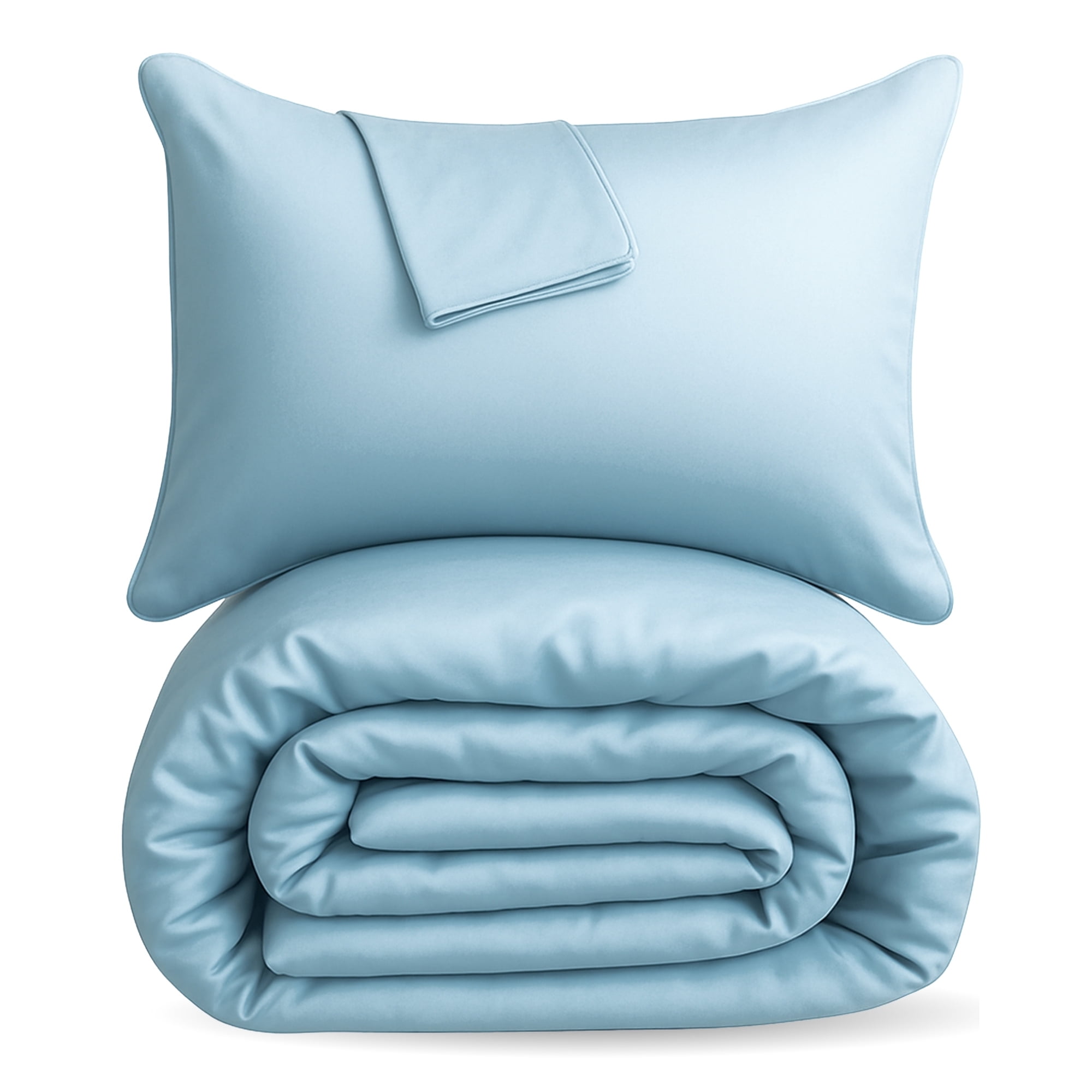 BedVoyage King Size Duvet Cover Set, Luxury 100% Viscose Derived from Bamboo, with Standard Shams, Button Closure/Corner Ties, Silky-Soft, Lightweight & Cooling, 108x96, King/Cal King – Sky