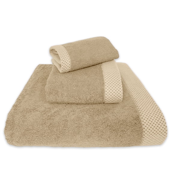 BedVoyage Towel Set 3pc - Viscose from Bamboo + Cotton - 600 GSM - Absorbent & Odor Resistant - Champagne
