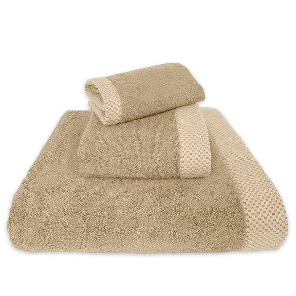 BedVoyage Luxury Towels, 3pc Set, 600 GSM, Ultra Soft Viscose derived from Bamboo Bath Towel, Super Absorbent, Extra Large – 1 Bath Size, 1 Hand Towel, 1 Washcloth - Champagne