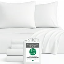 BedVoyage Soft King Sheets - Melange Luxury Bedroom Sheet Set, 4pc Softest Cooling Bedding, Viscose Derived from Bamboo and Cotton, Deep Pocket 18" - Snow