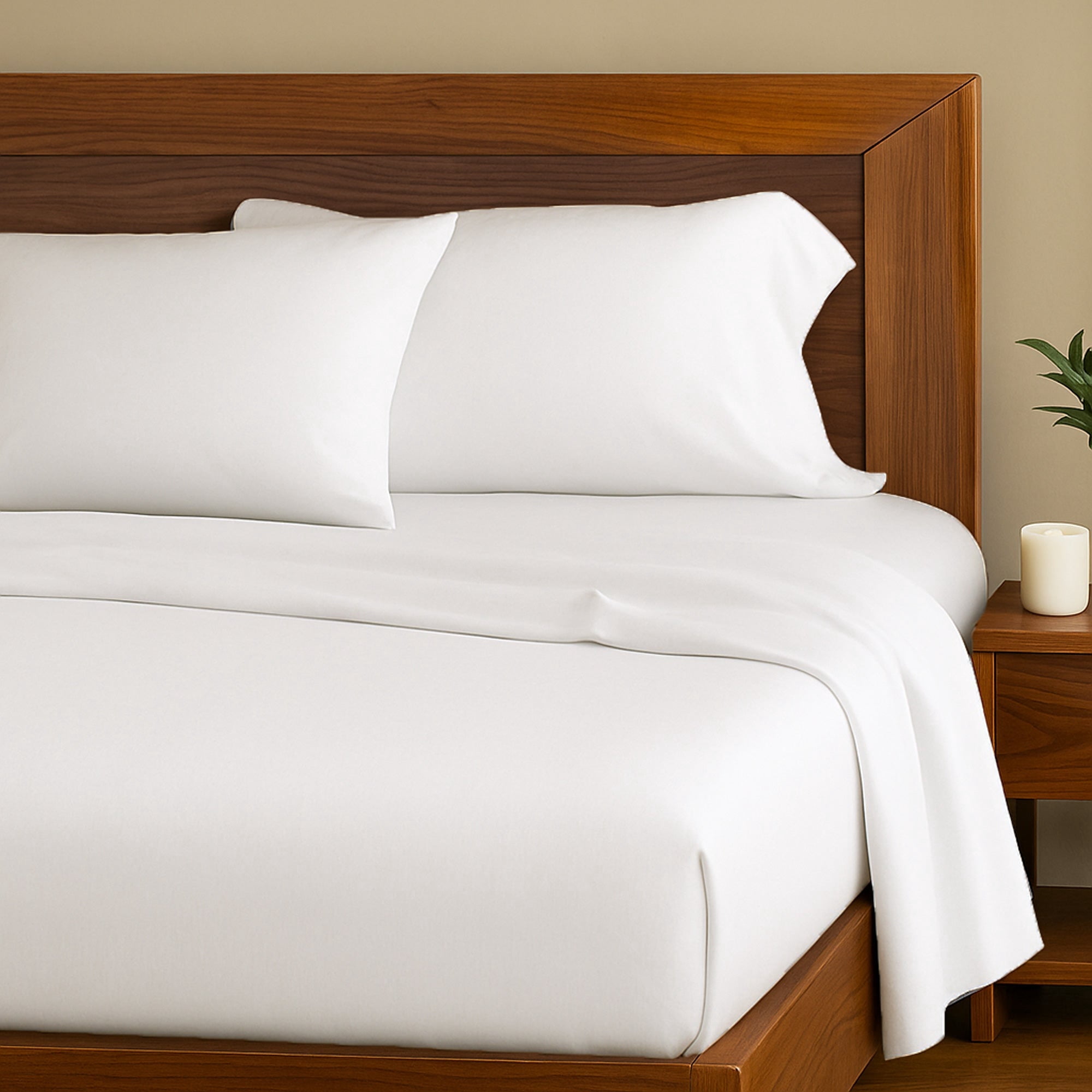 BedVoyage Soft Queen Sheets - Melange Luxury Bedroom Sheet Set, 4pc Softest Cooling Bedding, Viscose Derived from Bamboo and Cotton, Deep Pocket 18" - Snow