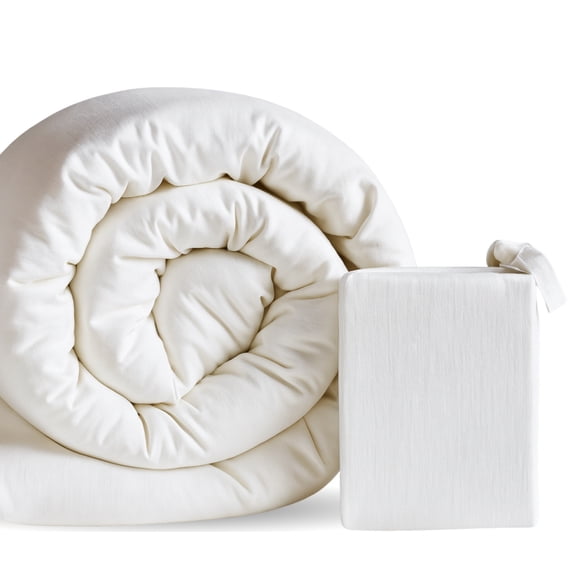 BedVoyage Twin Size Duvet Cover, Lightweight Soft and Breathable, Button Closure & Inside Corner Ties, 68x87, Viscose Derived from Bamboo & Cotton Blend, All Season Comforter Cover, Twin - Snow