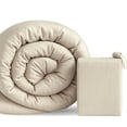 thumbnail image 1 of BedVoyage Twin Size Duvet Cover, Lightweight Soft and Breathable, Button Closure & Inside Corner Ties, 68x87, Viscose Derived from Bamboo & Cotton Blend, All Season Comforter Cover, Twin - Sand, 1 of 8