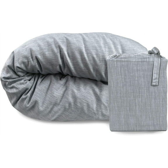 BedVoyage Queen Size Duvet Cover, Lightweight Soft and Breathable, Button Closure & Inside Corner Ties, 90x94, Viscose Derived from Bamboo & Cotton Blend, All Season Comforter Cover, Queen - Silver