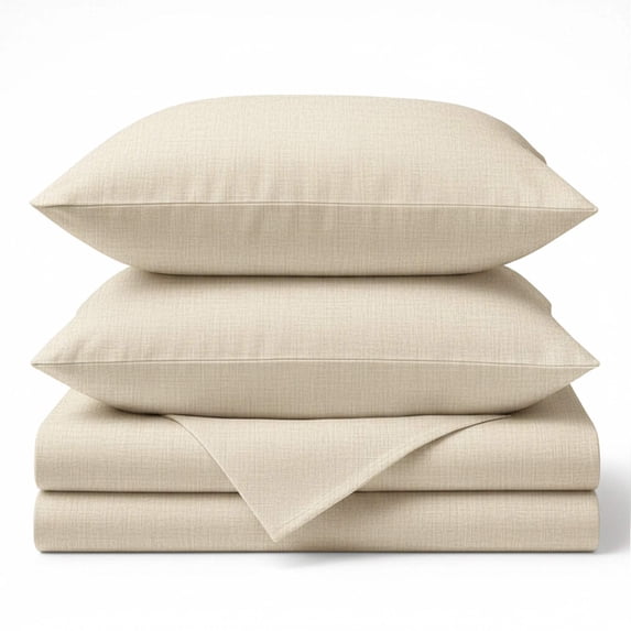 BedVoyage Soft King Sheets - Melange Luxury Bedroom Sheet Set, 4pc Softest Cooling Bedding, Viscose Derived from Bamboo and Cotton, Deep Pocket 18" - Sand