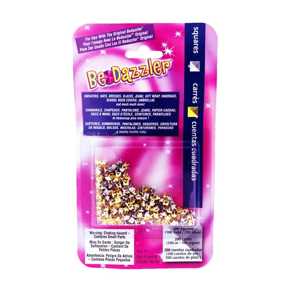 Bedazzler - Be-Dazzler Refill Decorate Dresses Gift Wrap Bags- Square - 400 Pieces Gold and Silver