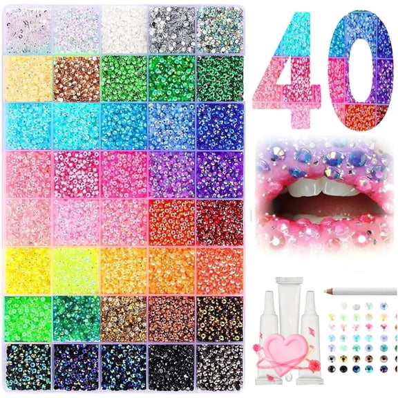 Bedazzler Kit with Rhinestones, Colorful DIY Resin Rhinestone Kit for Bedazzling, Resin Jelly Rhinestones for Bedazzling Kit for Diamond Art Bedazzled Nail Art Crafting Makeup (32000)
