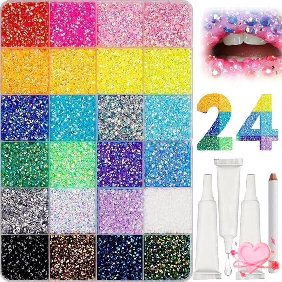 Bedazzler Kit with Rhinestones, Colorful DIY Resin Rhinestone Kit for Bedazzling, Resin Jelly Rhinestones for Bedazzling Kit for Diamond Art Bedazzled Nail Art Crafting Makeup (24000)