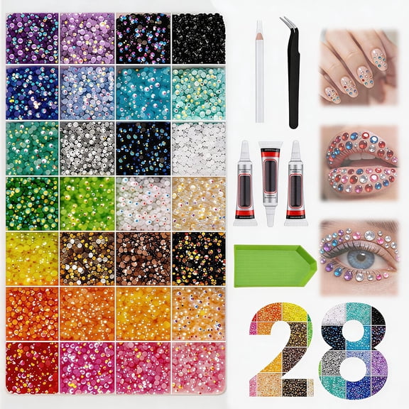 Bedazzler Kit with Rhinestones, 32000Pcs Rhinestone Kit with Glue and Tools for Bedazzling, Bedazzl Kit for Nail Craft, Diamond Art and Clothes