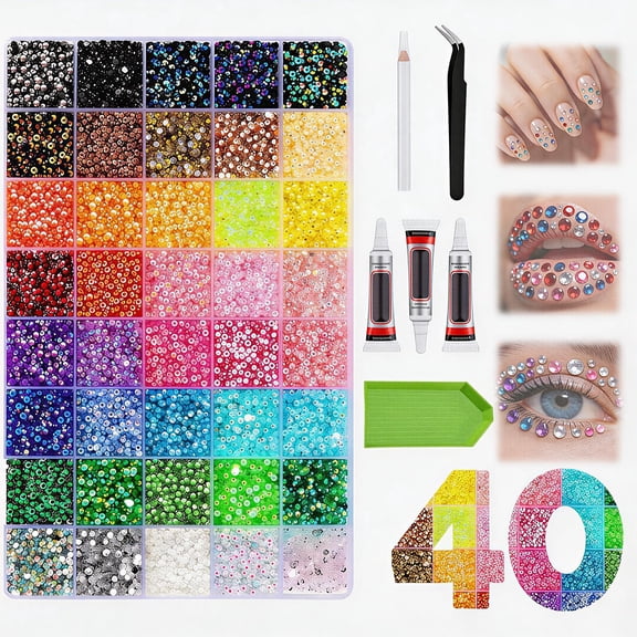 Bedazzler Kit with Rhinestones, 32000Pcs Rhinestone Kit with Glue and Tools for Bedazzling, Bedazzl Kit for Nail Craft, Diamond Art and Clothes