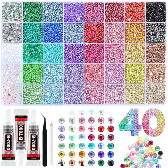 Bedazzler Kit with Rhinestones,Mixed-Color Flatback Gems for Diamond Art ,Include 3Pcs 10ml Glue for Crafting Crafts Book Shoes Nail Art